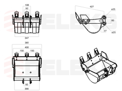 godet pour mini pele 380