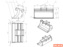 godet pour mini pele s100 600s30