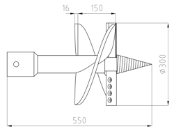 ekstra spiss 15cm for jordborr med kniver zhd 245/305