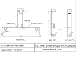 furcă cu vârfuri pentru baloţi de fân mod dk 3