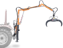 macara forestieră hidraulică cu graifer lemn pentru spate tractor mod crab 3000