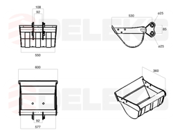 cupa taluzare inclinare hidraulica pentru miniexcavator m100 600