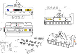 tocător pentru tractoare prelucrează iarba și vița de vie mod leopard 140