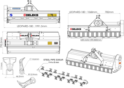 tocător 185cm pentru tractoare prelucrează iarba și vița de vie mod leopard 180