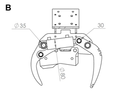 graifer forestier hidraulic cu lama de taiere atasata pentru mini excavator cleste mod cf 10r