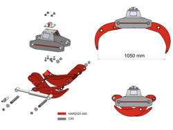 cleste hidraulic cu o capacitate de incarcare de 400 kg cu un rotor 360 pentru mini excavatoare mod dk 10h gr 10