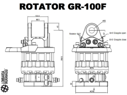 graifer pentru lemn cu rotor cu flanșă capacitate 2000kg pentru excavatoare mod dk 18 gr 100f
